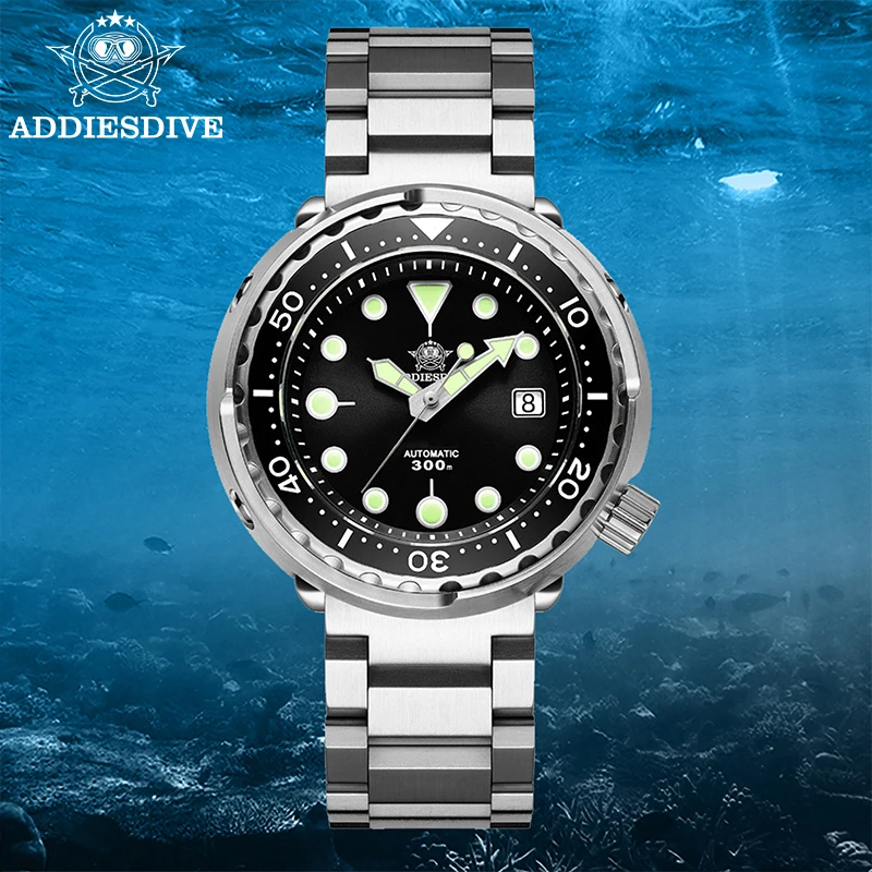 ADDIESDIVE Mann Tauchen Uhr 300M Wasserdicht C3 Super Leucht Saphirglas Kalender Automatische Mechanische Uhren Reloj hombre Image