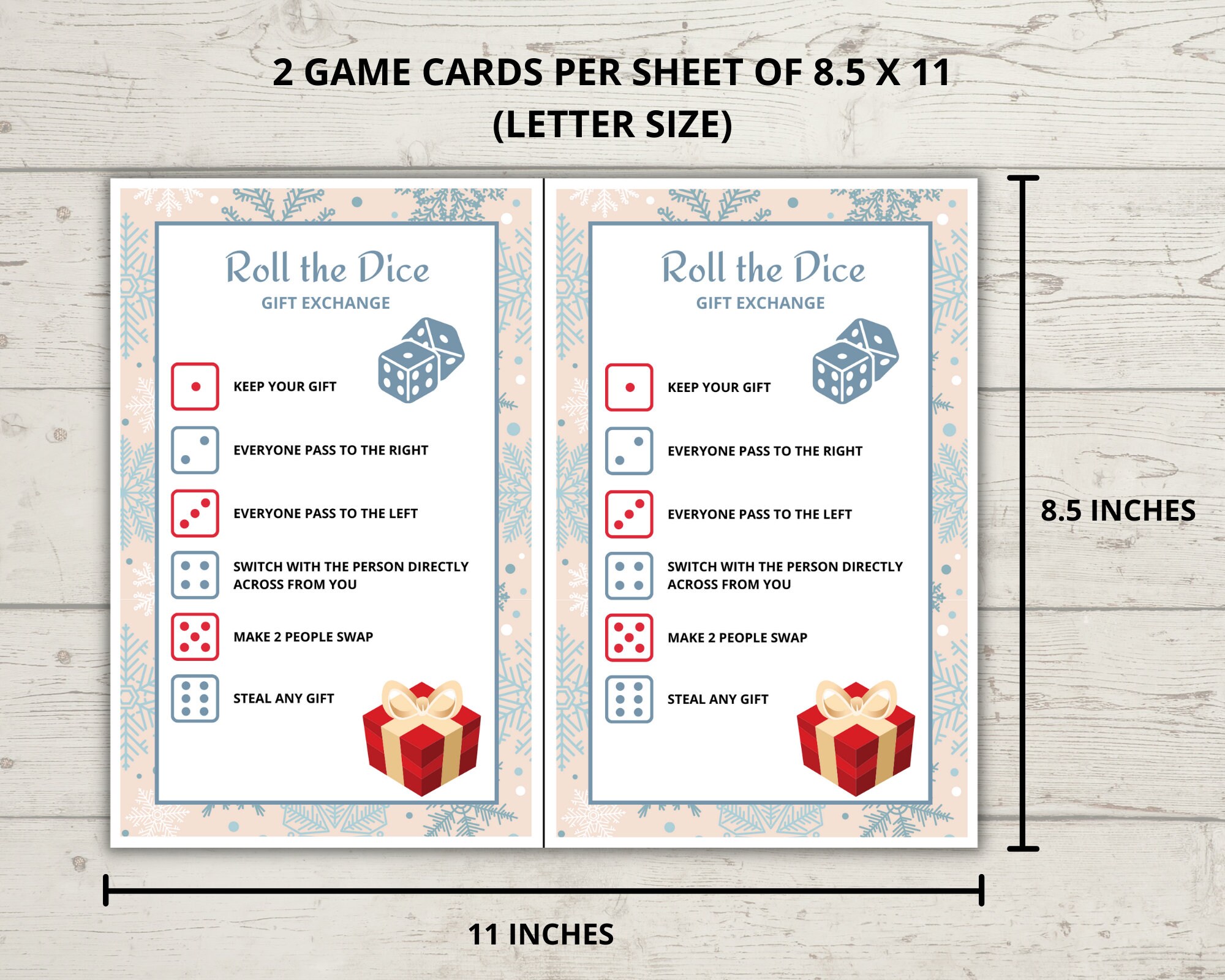 Gioco di scambio di regali di Natale, Gioco di dadi di scambio di regali di Natale, Gioco di scambio di regali Lancia i dadi, Gioco di festa in uffici