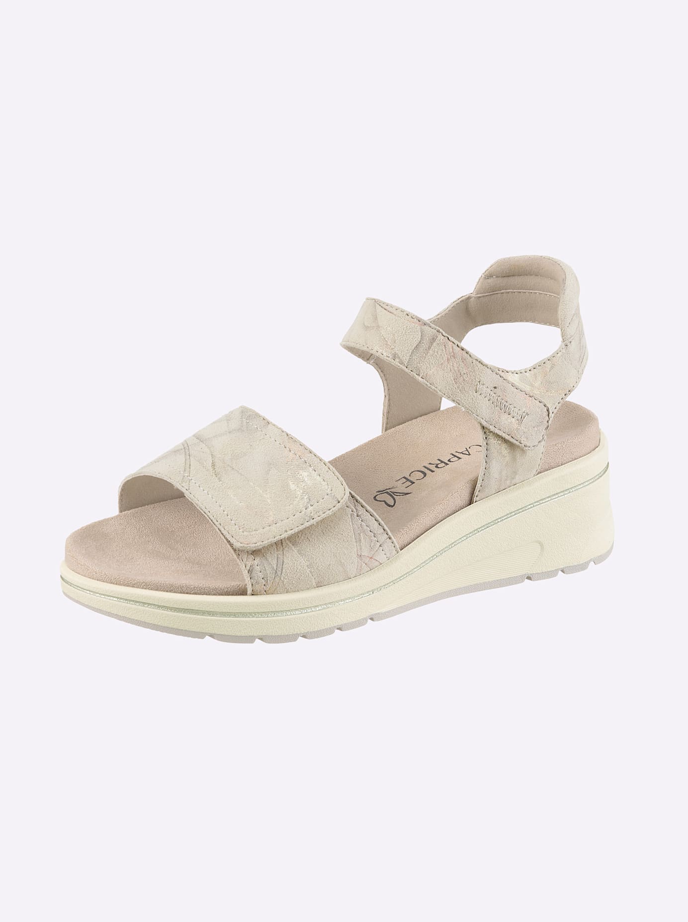 Sandalette CAPRICE, Damen, Gr. 39, beige, gemustert, Textil, Schuhe Sandalette