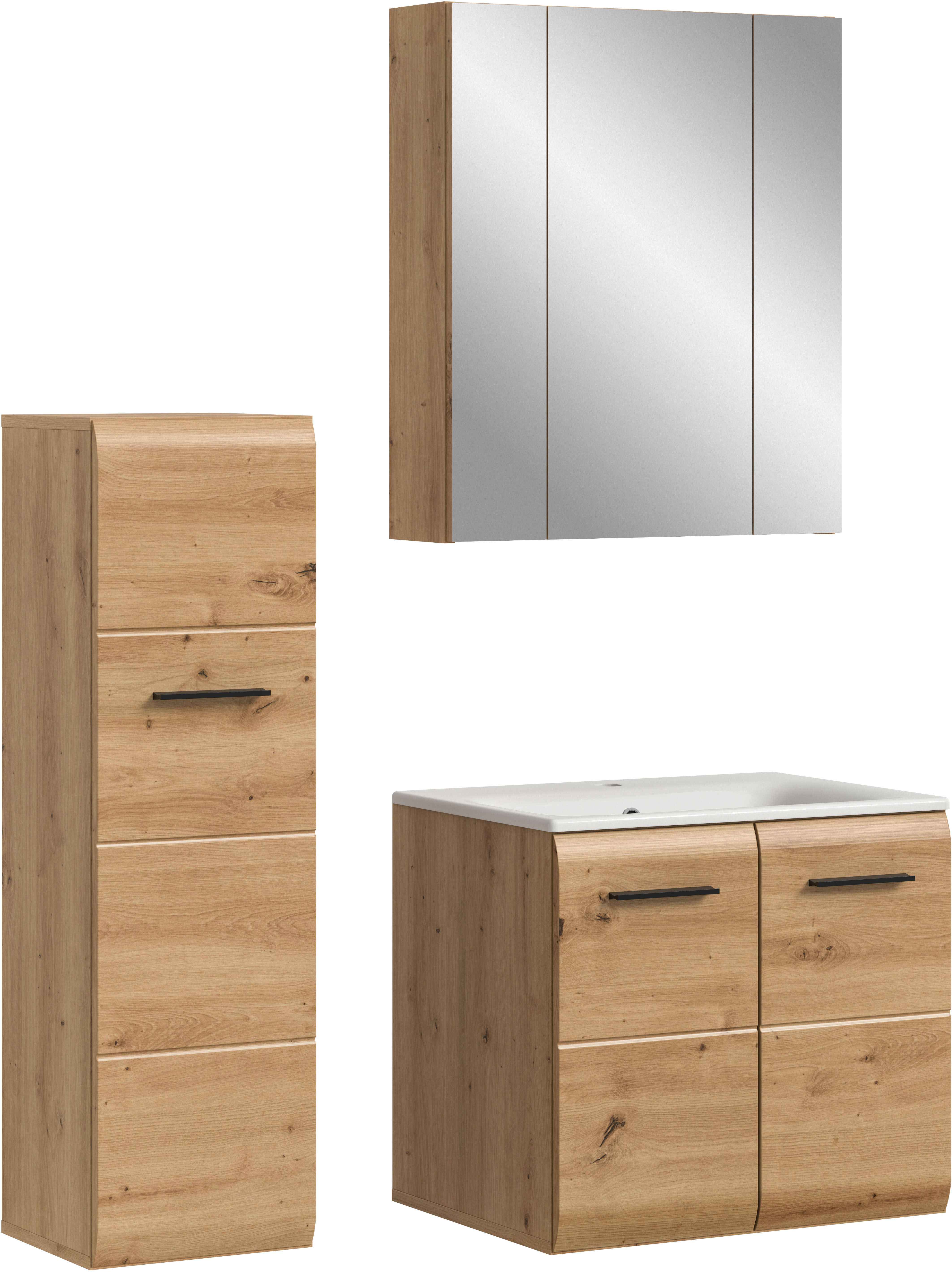 Badezimmer-Set INOSIGN, artisan oak nb, B:105cm H:185cm T:46cm, MDF, Spanplatte, Kastenmöbel-Sets, Florenz, Badkombination 4-tlg.,Artisan Oak NB, inkl. Waschbecken