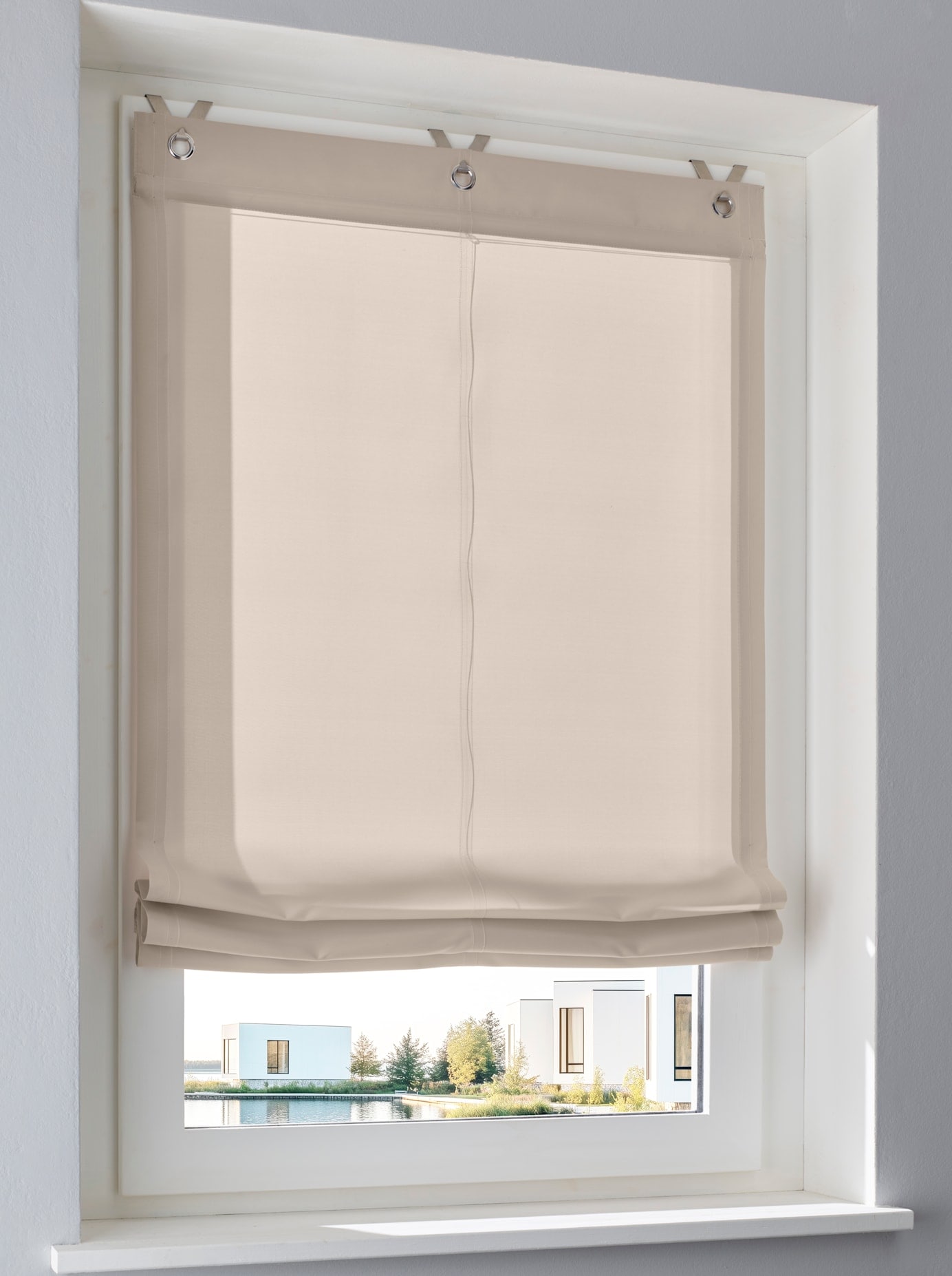 Raffrollo HEINE HOME Gr. 4, beige, B:100cm H:140cm, Raffrollos