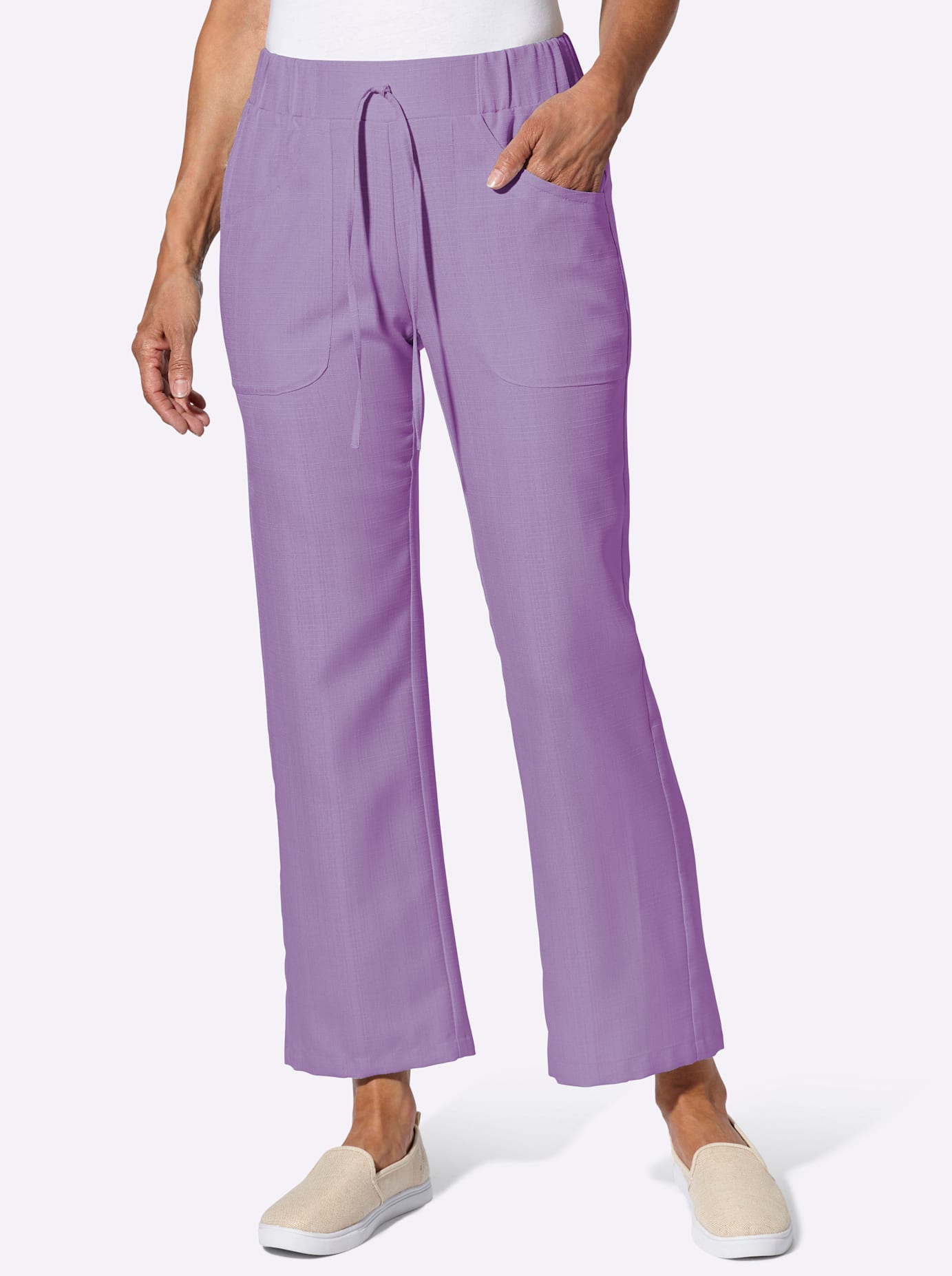 Schlupfhose CLASSIC BASICS, Damen, Gr. 52, Normalgrößen, lila (lavendel), 100% Polyester, unifarben, Hosen Schlupfhose