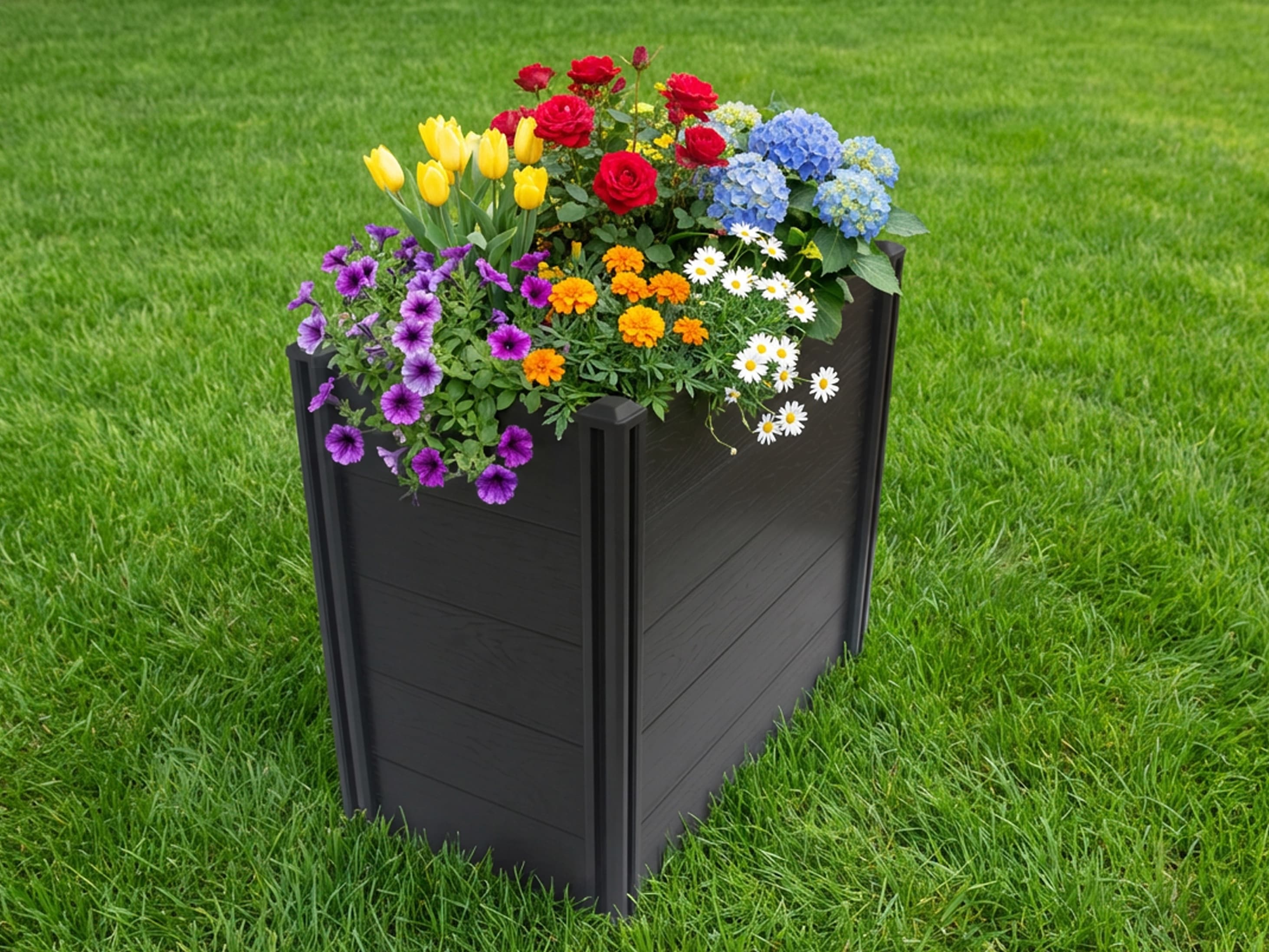 Hochbeet KONIFERA "Kunststoff, verschiedene Größen", anthrazit, B:88,6cm H:77,4cm T:50cm, PVC, Pflanzgefäße, Holzoptik
