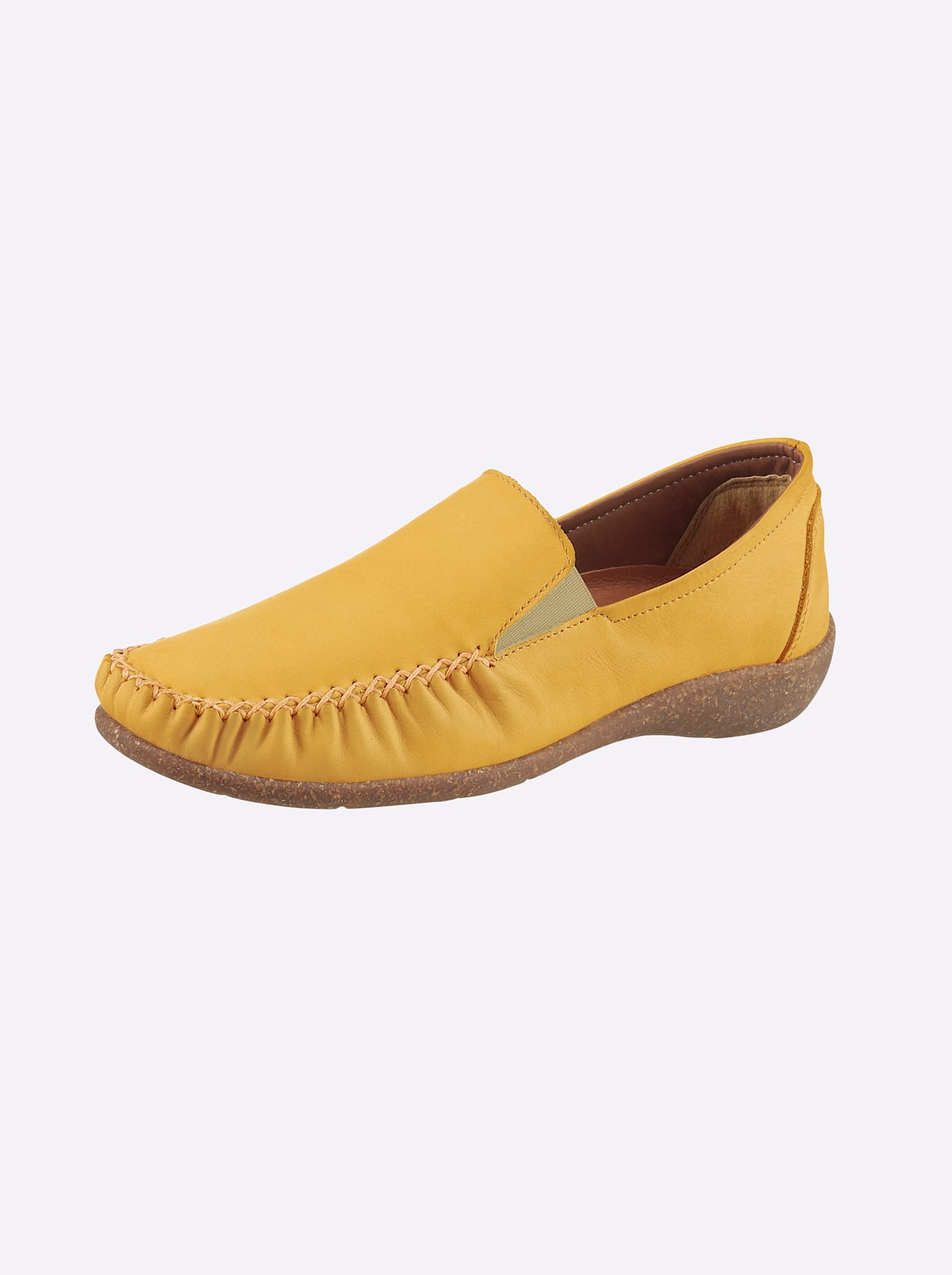 Slipper LORETTA, Damen, Gr. 42, gelb, Glattleder, Schuhe Slipper