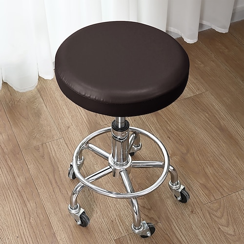Runde Stuhlhussen aus robustem PU-Leder (1/2/4/6 Stück), elastische, waschbare Stuhlsitzbezüge für Esszimmerstühle, Küche und Restaurant Partydekoration Image