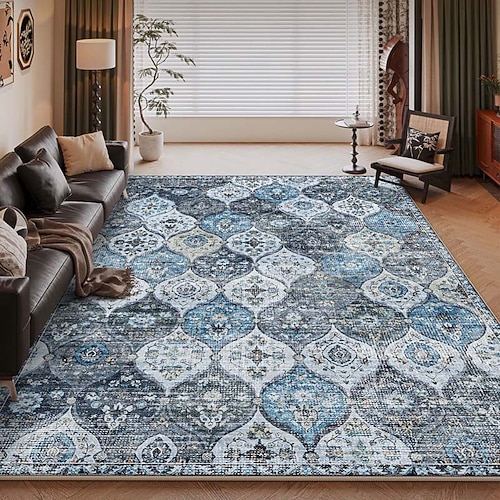 Amerikanischer Vintage-Teppich fürs Wohnzimmer, pflegeleichter Kunstkaschmirteppich, strapazierfähig, weich und komfortabel, ideal für Zuhause, stilvoller und praktischer Teppich Image