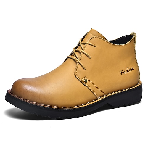Lässige gelbe Herren-Ankle-Boots – bequem, stilvoll mit weichem Futter, ideal für legere Hochzeiten und Veranstaltungen im Freien Image