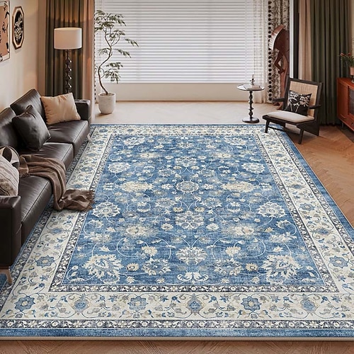 Amerikanischer Vintage-Teppich fürs Wohnzimmer, pflegeleichter Kunstkaschmirteppich, strapazierfähig, weich und komfortabel, ideal für Zuhause, stilvoller und praktischer Teppich Image