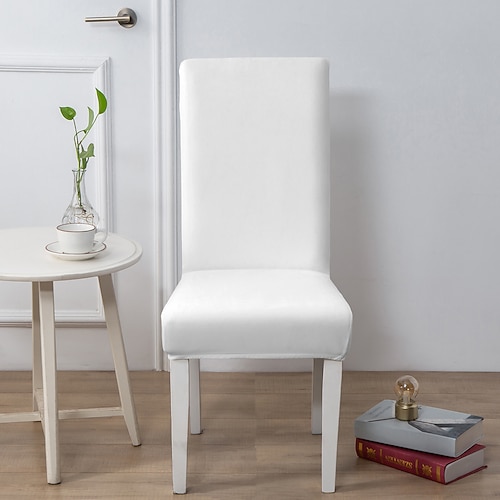 1 Stuhlbezug in einfarbiger Ausführung, elastischer Küchenstuhlbezug/Restaurantstuhlbezug, abnehmbar und waschbar, geeignet für den Einsatz zu Hause, im Hotel und bei Banketten. Image