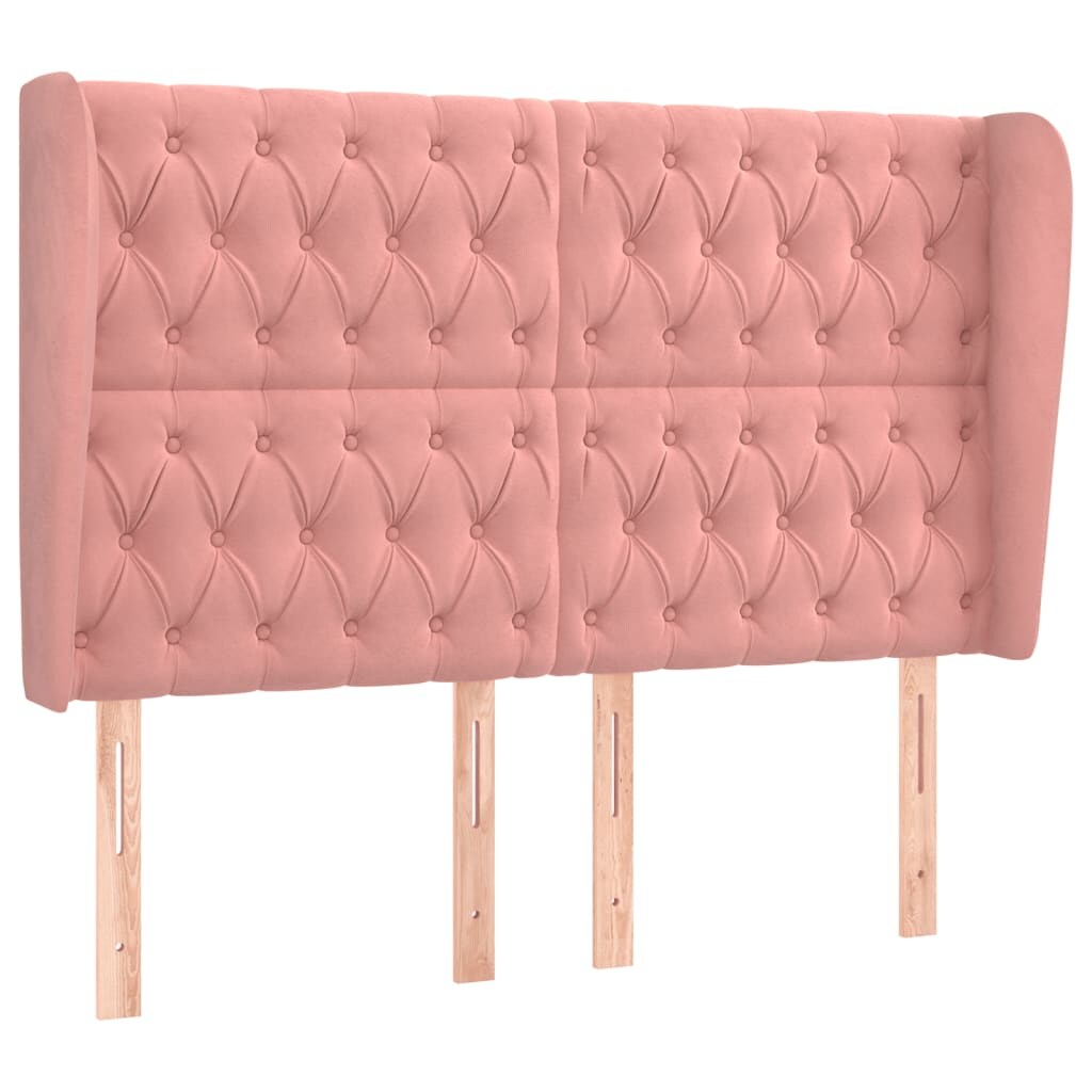 vidaXL Kopfteil mit Ohren Rosa 147x23x118/128 cm Samt Image