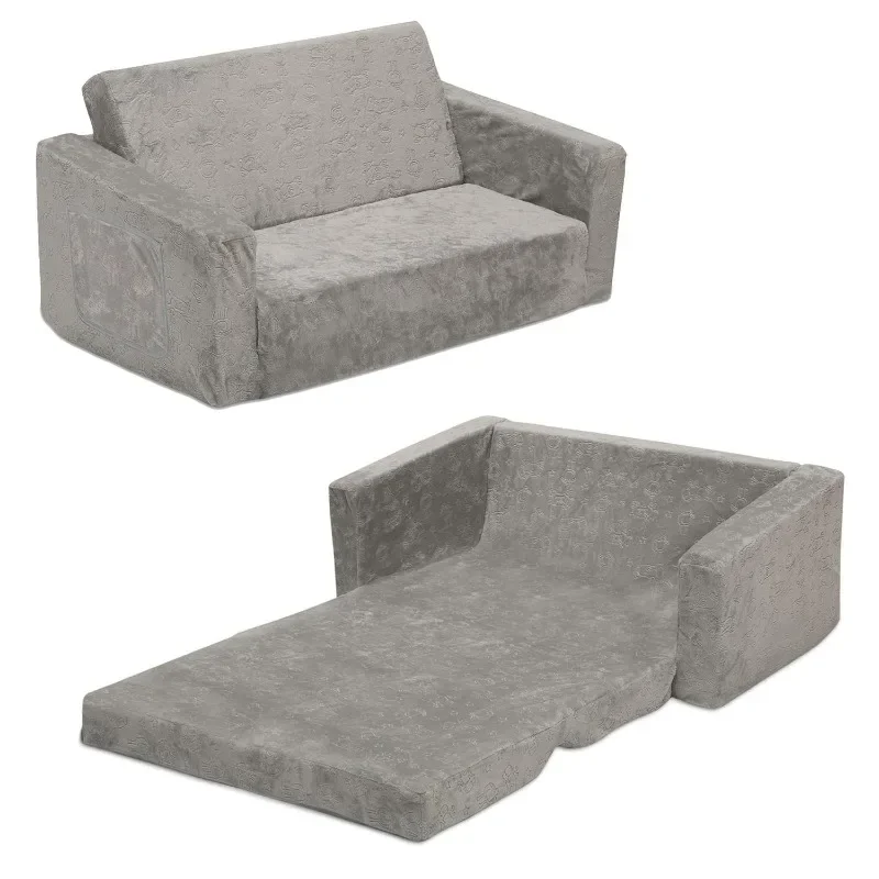 Postmodernes Delta Children Perfektes, extra breites, umwandelbares Sofa zur Liege – bequeme 2-in-1-Klappsofa/Schlafsofa für Kinder, Grau Image