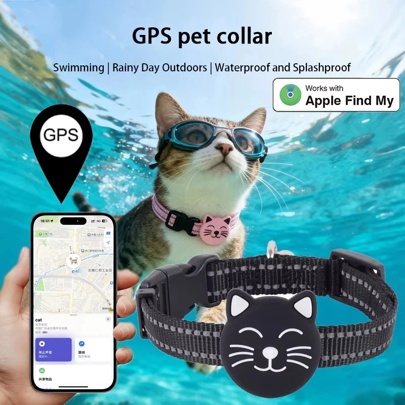 GPS-Haustier-Tracker, Katzen-Hundehalsband, globaler Locator, Haustier, Anti-Verlust, wasserdichtes Gerät zum Finden von Katzen, Hunden, für Apple Find My 2026 Neu Image