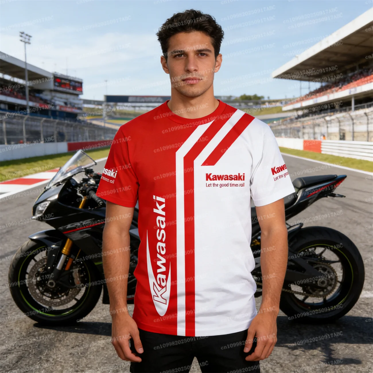 (Kawasaki) Sommer Herren T-Shirt Kawasaki T-Shirt Männer Mode Racing Team 3D Hip Hop Tops Motorrad T-Shirts Enthusiasten Frauen T-Shirt