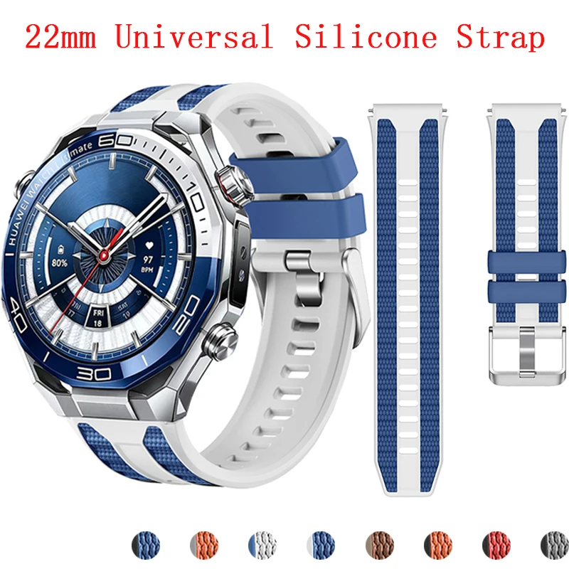 22 mm universelles zweifarbiges Silikon-Uhrenarmband für Huawei Watch Ultimate 2 Sportarmband, passend für Huawei Ultimate 1 Armband ﻿ Image