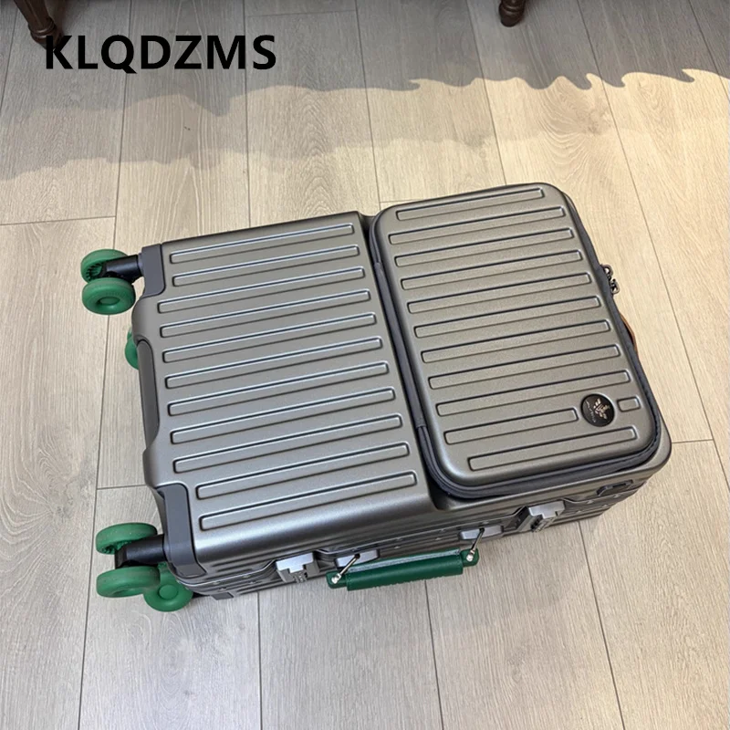 KLQDZMS Laptop-Koffer mit Frontöffnung, Boarding-Koffer, 20 Zoll, 4 Zoll, 26 Zoll, USB-Lade-Trolley, ABS + PC, multifunktionales Gepäck Image