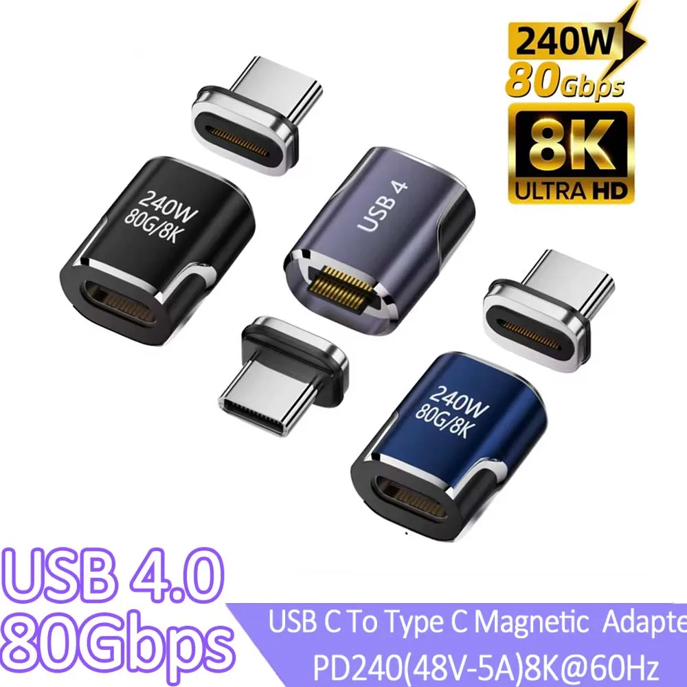 240 W USB4.0 80 Gbit/s magnetisches Typ-C OTG USB C zu USB-C Schnelllade-Magnetkonverterkabel 8K@60 Hz USB Typ C-Adapter Image
