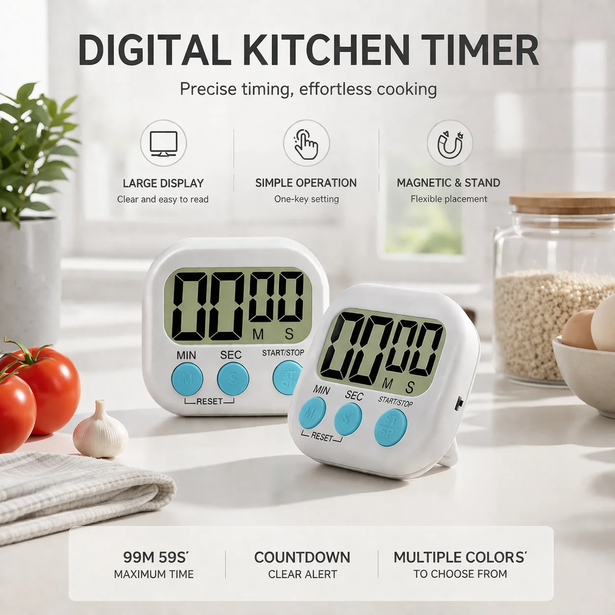 Eier-Timer Kinderwecker Pomodoro-Timer zum Lernen Digitale Küchen-Visualtimer für Esszimmer, Bar, Haus und Garten Image