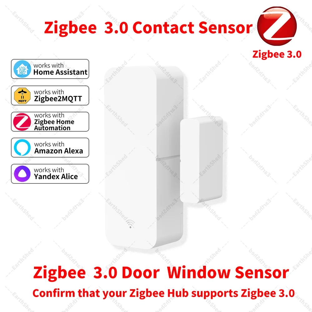 Zigbee 3.0 Türsensor, Fenstersensor, Kontaktsensor, Zigbee-Hub erforderlich, funktioniert mit Home Assistant Yandex Alexa ZHA Zigbee2MQTT Image