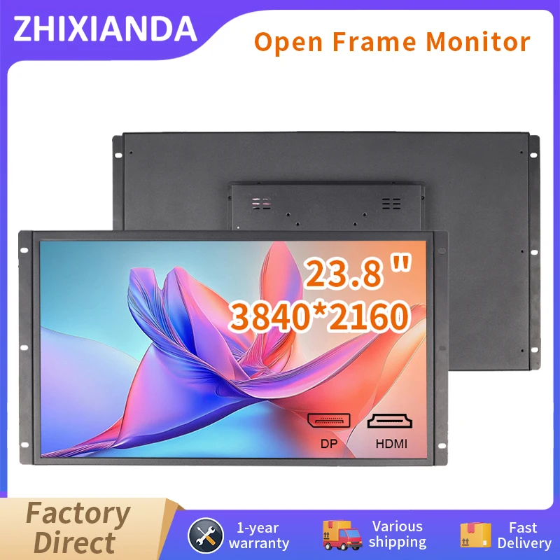 24 Zoll 3840 * 2160 Open-Frame-Monitor 4K kapazitive Touch-Funktion Industrielles LCD-Display mit HDMI DP Typ-C-Schnittstelle