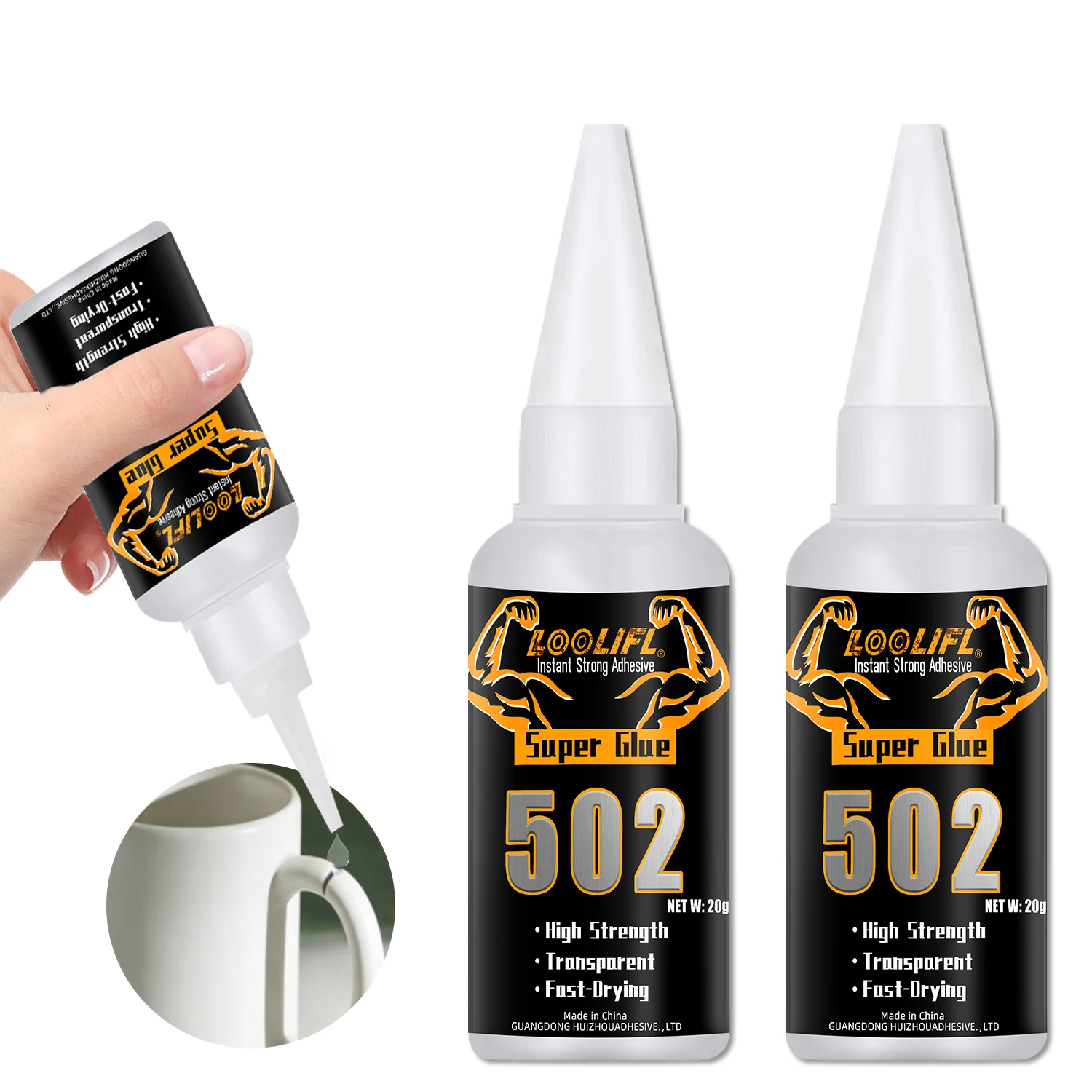 LOOLIFL502 Superkleber 20 g Instant Bond – Cyanocrylat-Klebstoff für Kunststoff, Metall, Holz, schnell trocknender, stark aufhellender DIY-Reparaturkleber