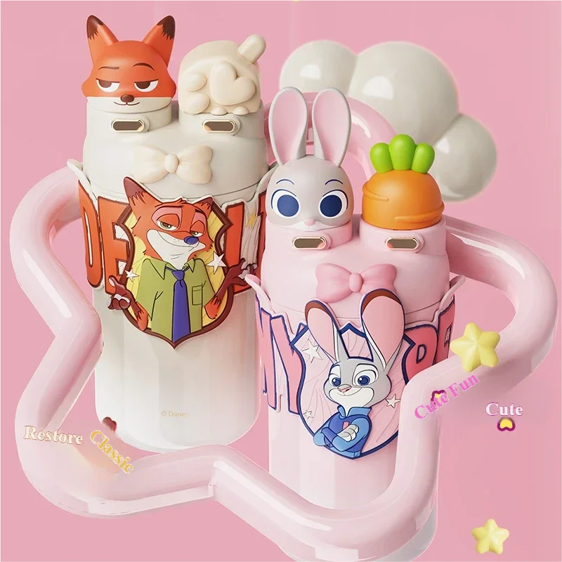 Disney Nice/Judy Double Drink Thermosbecher, 550 ml, Edelstahl-Vakuumflasche, tragbar, säure- und alkalibeständig, umweltfreundlich Image