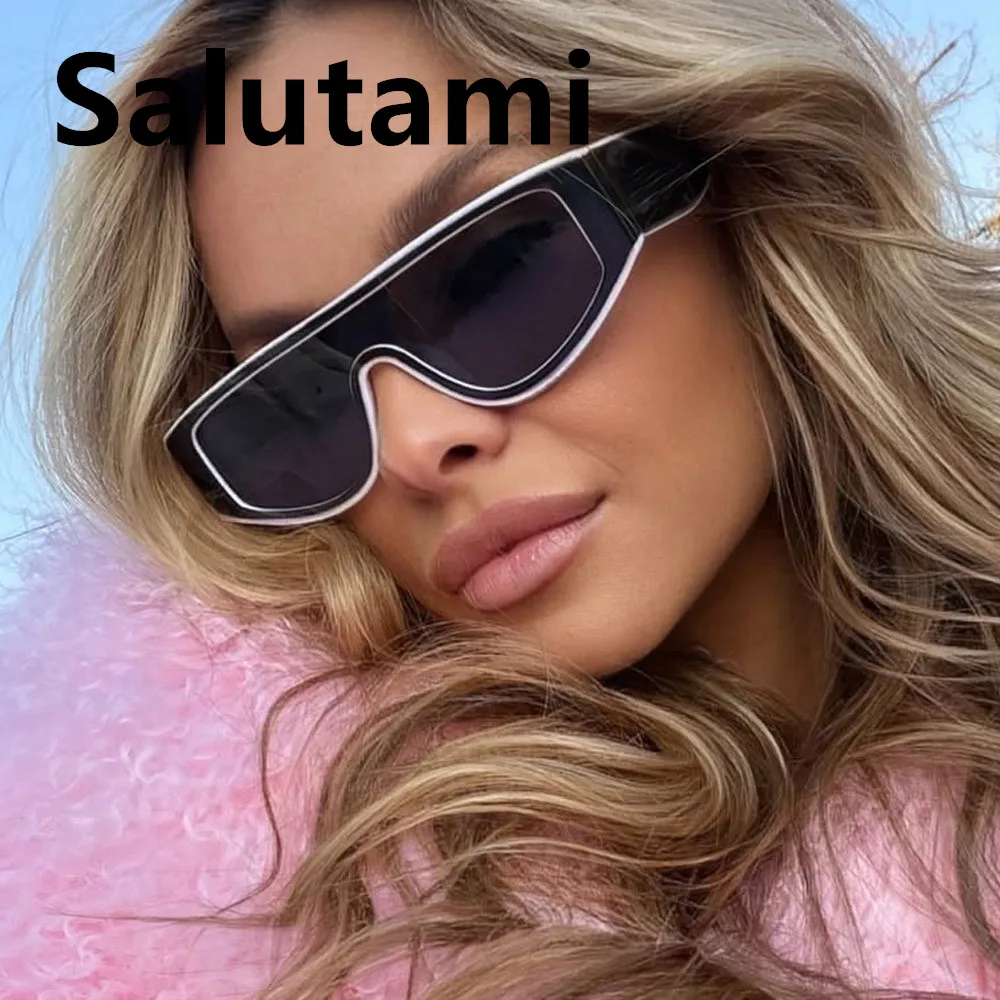 Vintage One Piece Rechteck Schwarz Weiß Sonnenbrille für Frauen Neue Mode Patchwork Sexy Sonnenbrille Damen Retro Gradient Shades