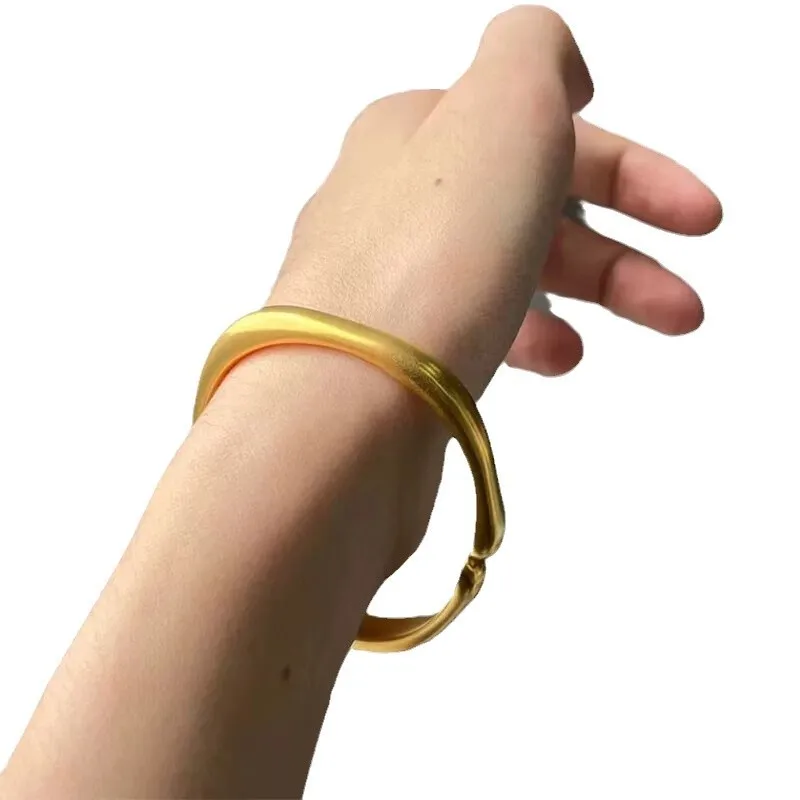 Bracciale a ferro di cavallo Bracciale aperto vintage da donna in oro 24 carati AU999 - Artigianato vintage, ferro di cavallo classico, design aperto per donna