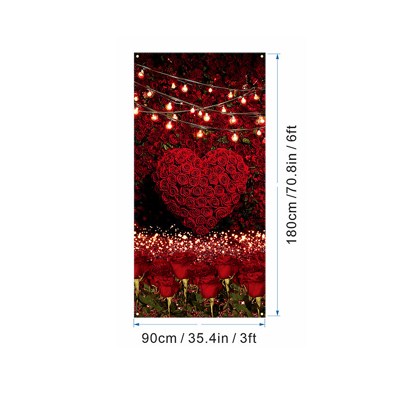 Valentine's Day Door Cover, Heart Celebration Flag, Perfect for Photo Props, Festive Holiday Decoration, Ideal for Creating a Romantic Valentine's Day Atmosphere and Doorway Decor