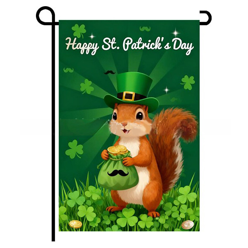 St Patrick's Day Garden Flag, Green Leaf Shamrock Design, Irish Festival Yard Decoration, St. Patrick's Day Party Décor for Outdoor Garden or Patio.