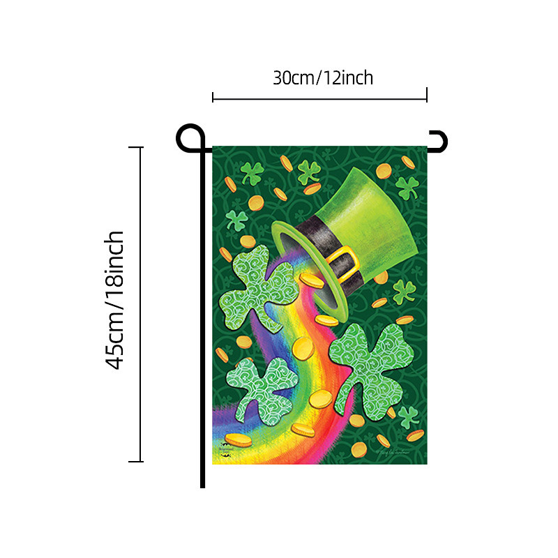 St Patrick's Day Garden Flag, Green Leaf Shamrock Design, Irish Festival Yard Decoration, St. Patrick's Day Party Décor for Outdoor Garden or Patio.