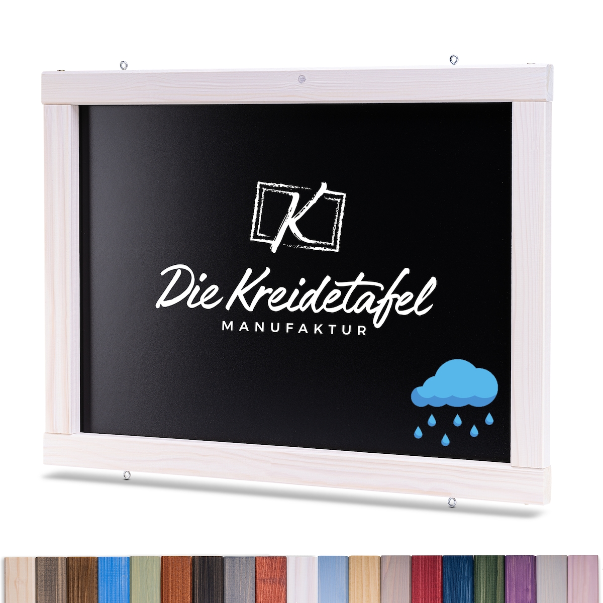 Die Kreidetafel Manufaktur Wetterfeste Outdoor Kreidetafel mit Holzrahmen / Weiß 105x55cm Image