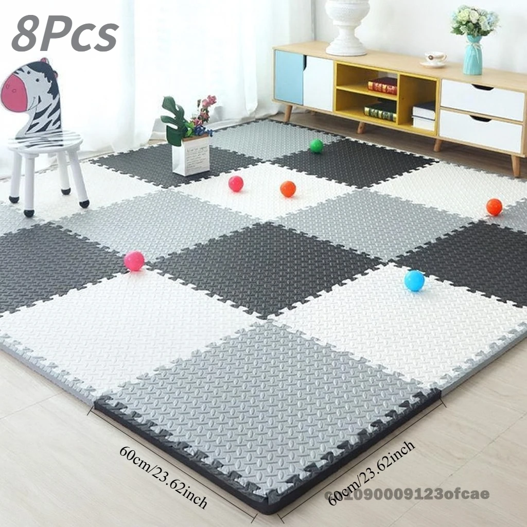 60 * 60 cm 8 Stück geflieste Bodenbelag für Kinder, Anti-Fall-Schaum-Spielmatte, rutschfeste, ineinandergreifende EVA-Bodenmatte für Wohnzimmer, Heimdekoration