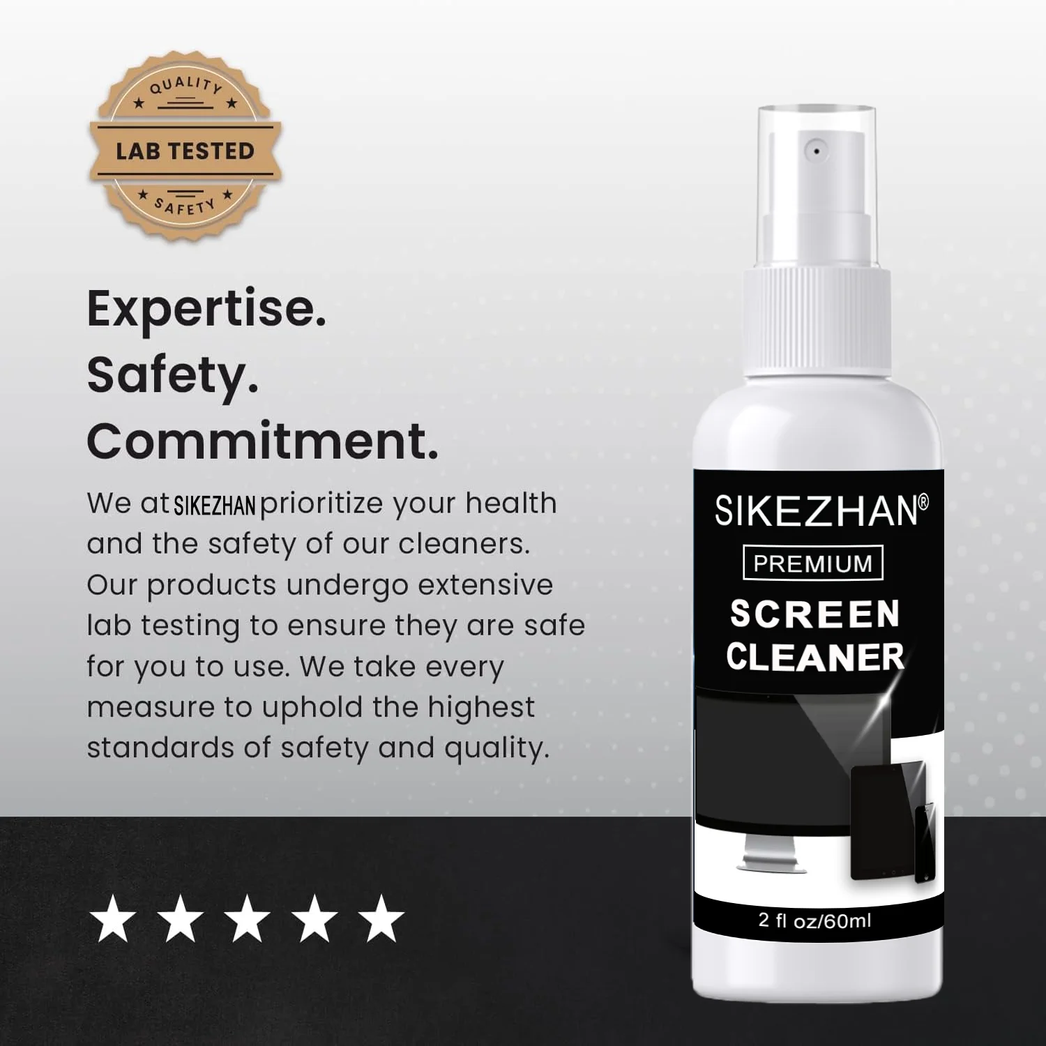 Premium 60-ml-Bildschirmreiniger-Sprühset und Tuch – streifenfrei für LCD-LED-OLED-Fernseher, Monitor, Laptop, Tablet, iPad und Armaturenbrett im Auto Image