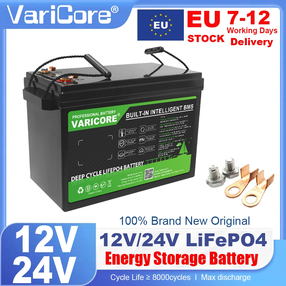 EU Lager 12V/24V 100Ah 180Ah 200Ah 340Ah LiFePO4 Batterie 4 string BMS Schützen für RV Camper Golf Warenkorb Off-Road Solar Wind Image