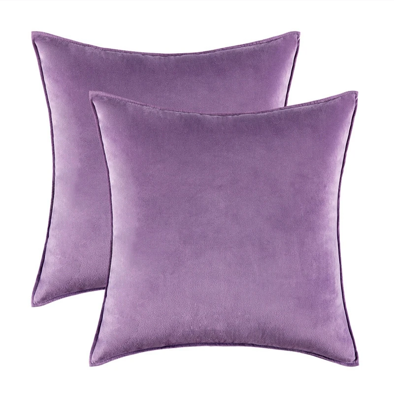2 Stück lila Samt-Kissenbezug, dekorativer, gemütlicher Kissenbezug für Sofa, 30 x 50 cm/45 x 45/50 x 50/60 x 60 cm, moderner Geschenk-Kissenbezug