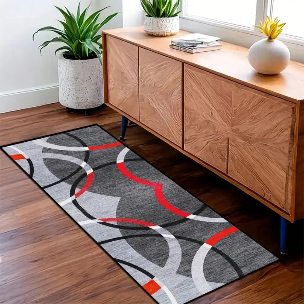 VIKAMA Minimalistischer moderner Linienteppich, rutschfest, schmutzabweisend und waschbar. Teppich für Wohnzimmer, Schlafzimmer und Flure Image