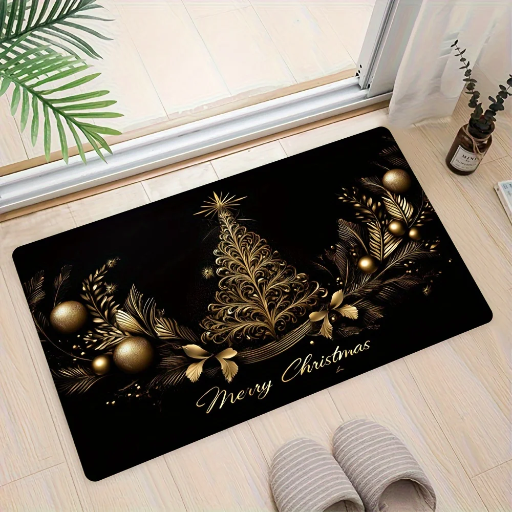 Weihnachten Teppich Schwarz Weihnachtsbaum Fußmatte Schlafzimmer Teppich Für Live Zimmer Badezimmer Boden Matte Nacht Teppiche Wohnkultur Image