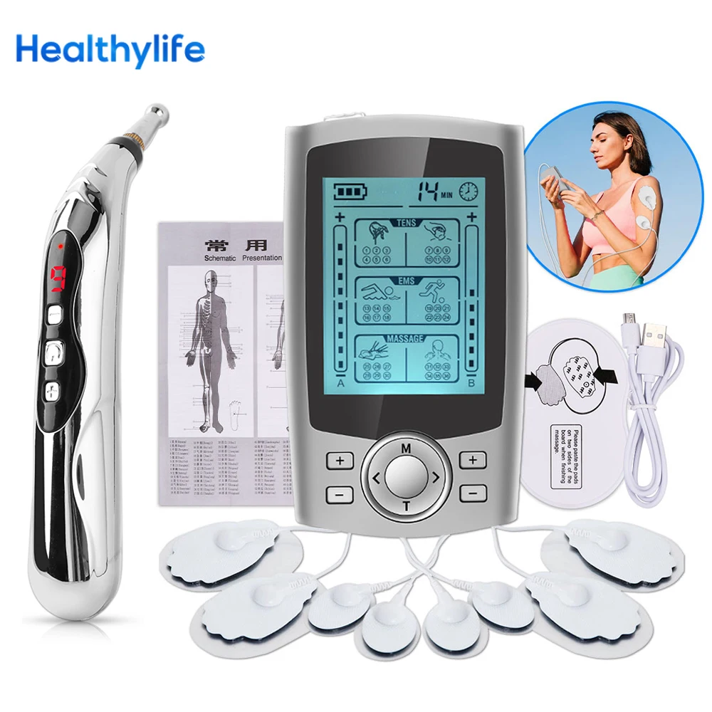 Elektrisches Massageinstrument EMS Spannmaschine Impulsmassagegerät Tens Akupunktur Elektrischer Muskelstimulator für Nacken Rücken Körper