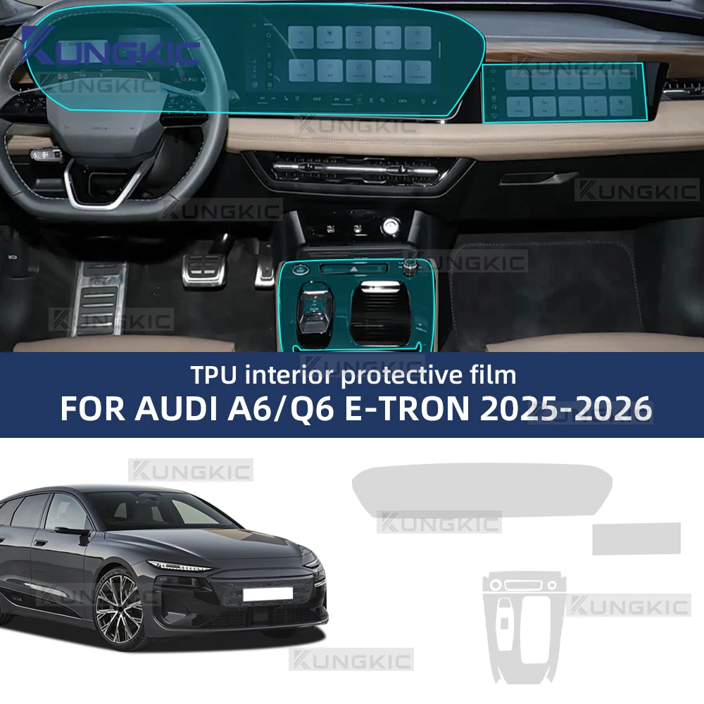 Für AUDI A6 Q6 E-TRON 2025 2026 Innen TPU Schutz Film Anti-Scratch Navigation Bildschirm Automotive Getriebe Panel Zubehör Image