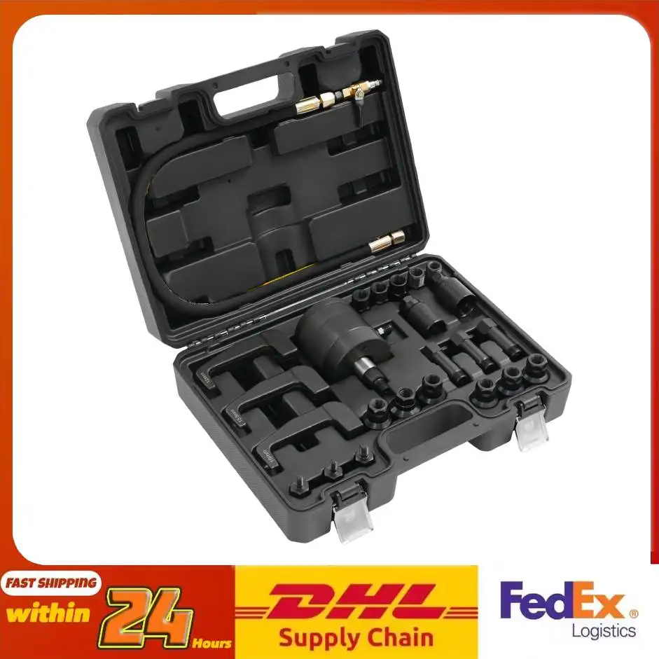 Pneumatischer Diesel-Injektor-Abzieher-Set, 19 Adapter, 5–8 Bar, Abzieher-Set aus Kohlenstoffstahl, komplett, effizient