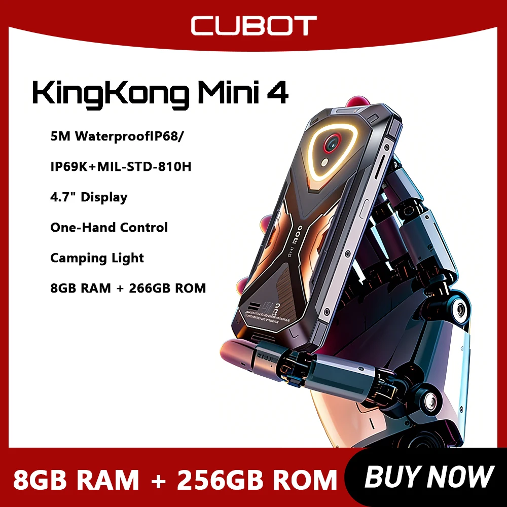 Cubot KingKong MINI 4 Rugged Smartphone Android 15 Up to 20GB RAM+256GB ROM 4.7 Inch Mini Phone 4700mAh 48MP Small Cellphone NFC