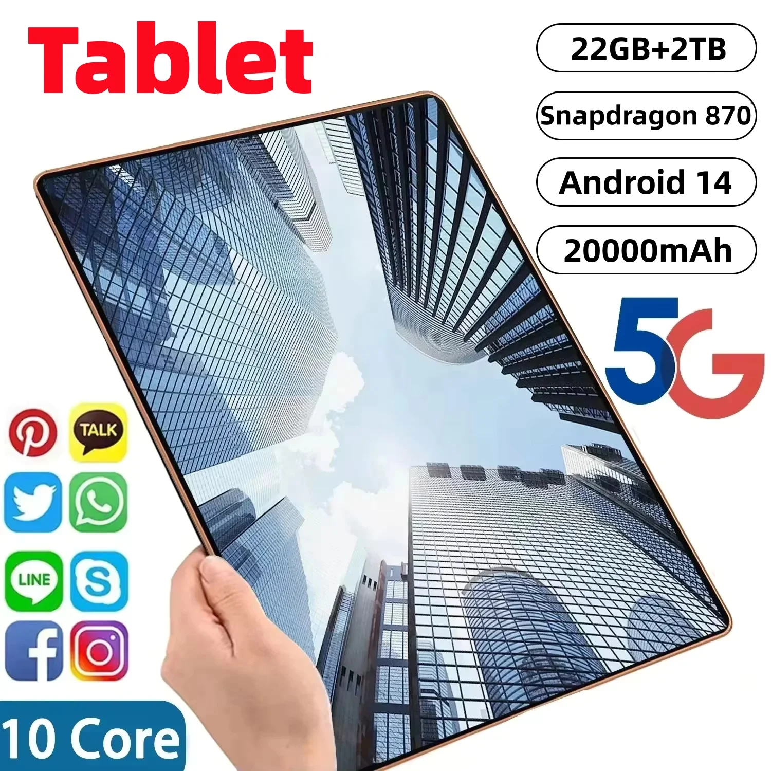 2026 NUOVO Pad 15 Pro Tablet Android 14 22GB + 2TB 20000mAh Snapdragon 870 Tablet originali PC 5G Doppia SIM Card WIFI HD 4K Mi Tab