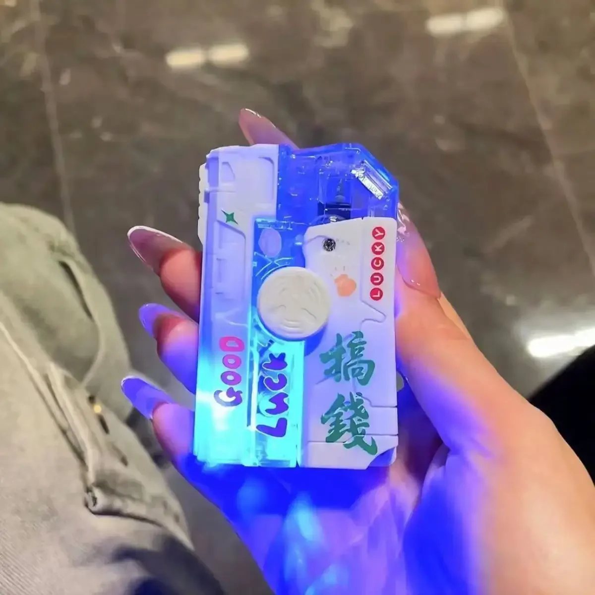 2025 neue Kreative Leuchtende Transparente Gyroskop Feuerzeug 2-in-1 Klapp Rotierenden Dekompression Winddicht Feuerzeug männer geschenk Image