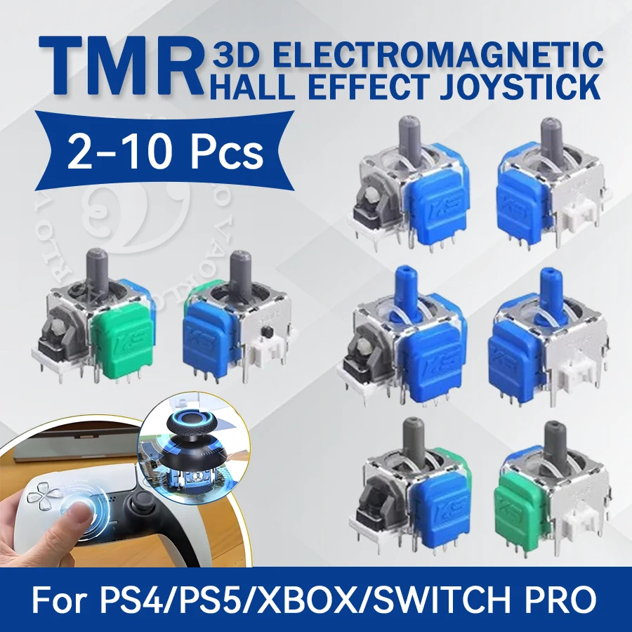 10 TMR-Effekt-Joystick-Ersatzsets für PS5/PS4/Xbox/Swift Pro/Xbox Elite Controller, Anti-Drift-Upgrade-Set für Daumen-Joysticks, Zubehör für 3D-Simulationssensoren von Gamecontrollern Image