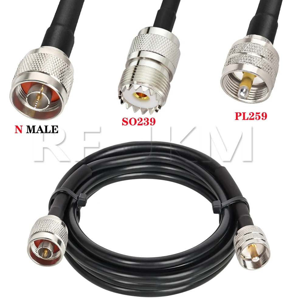 RG58 Kabel N Stecker auf UHF PL259 Stecker auf SO239 Buchse Stecker 50 Ohm Crimp RF Koaxial Jumper Pigtail gerade Image