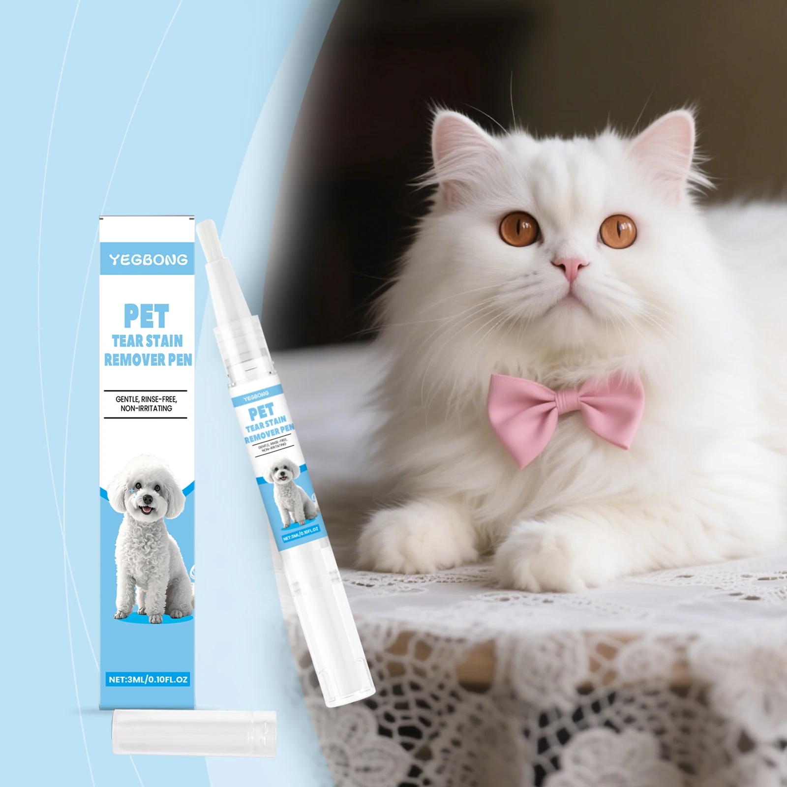 3 ml Pet Tear Stain Care Pen beseitigt effektiv Tränenflecken und lindert Trockenheit. Beruhigt Rötungen. Universelle Augenreinigungslösung Image