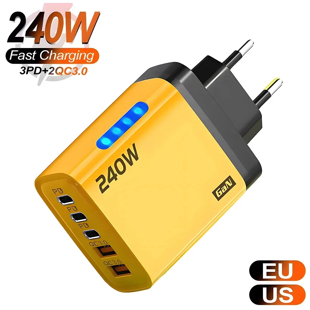 240W USB C Ladegerät Quick Charge QC 3.0 PD Schnellladung Typ C Telefon Ladegerät Adapter für iPhone Samsung Xiaomi Wand USB Ladegeräte Image