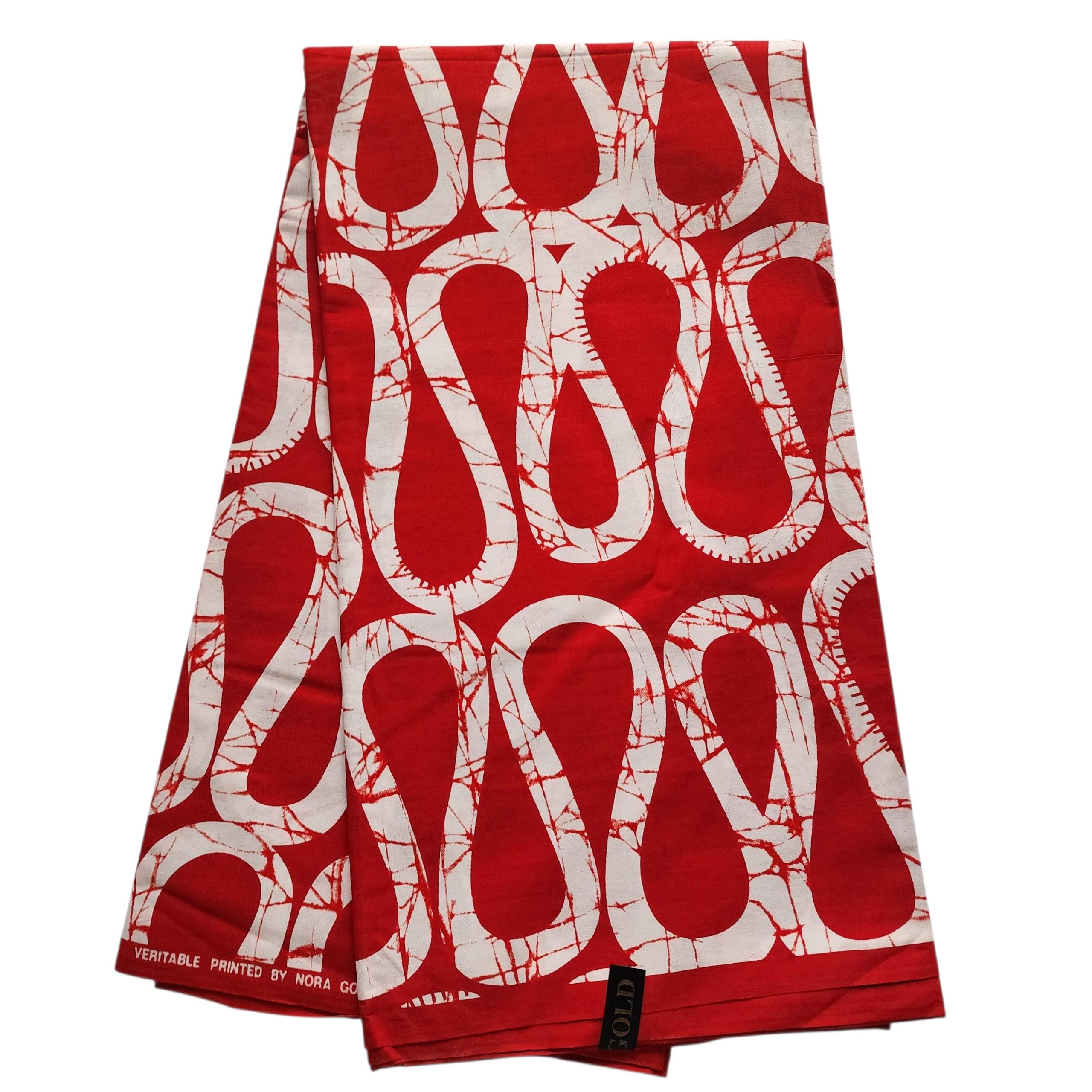 Tessuto Ankara tie-dye rosso e bianco, tessuto stampato africano, tessuto africano tagliato su misura, tessuto Ankara, stampa a cera, tessuto Ankara g