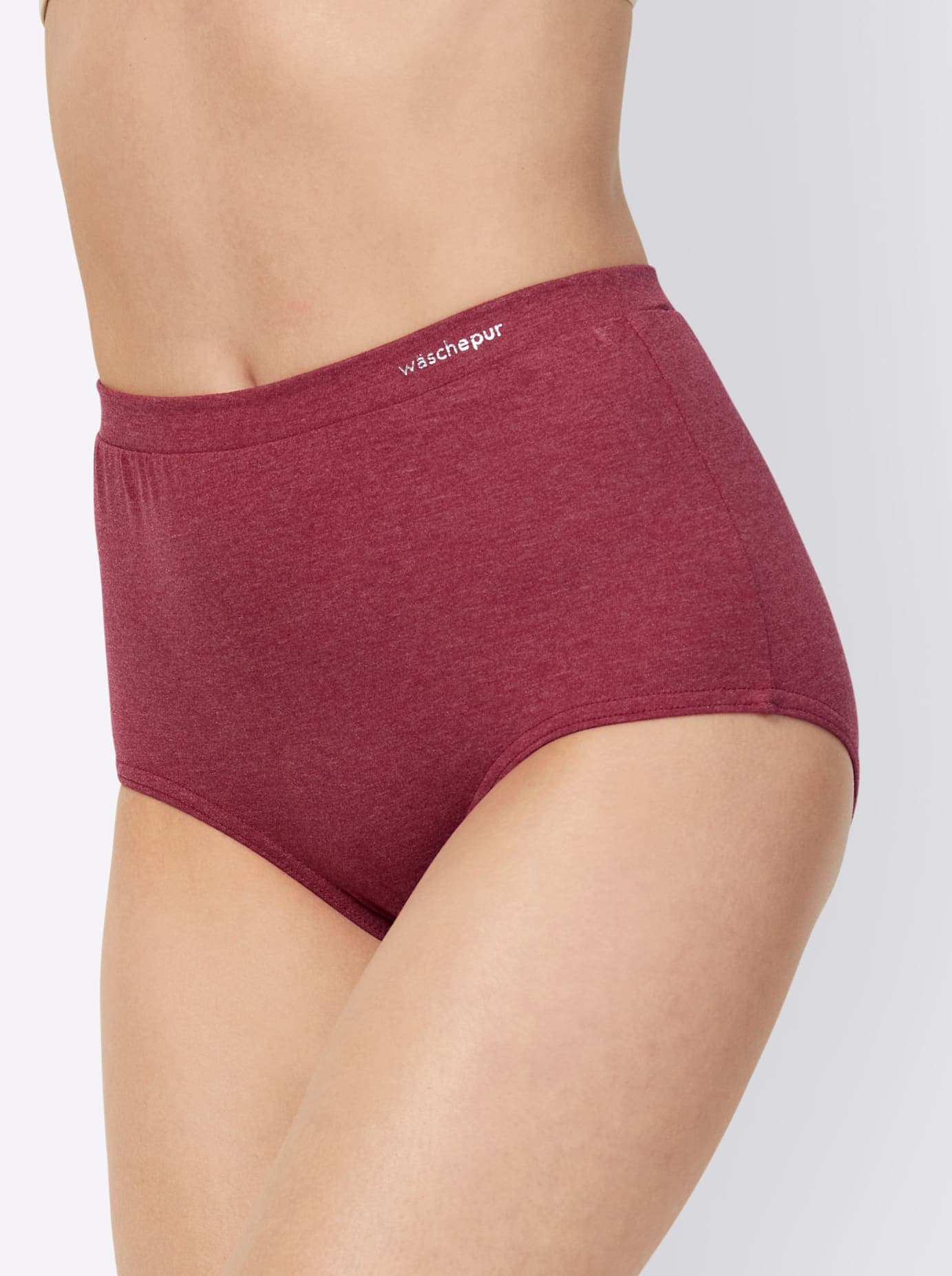 Taillenslip WÄSCHEPUR, Damen, Gr. 52, 4 Stk., blau (2x marine, 2x dunkelrot), 95% Baumwolle, 5% Elasthan, 5% Elasthan, 38% Polyester, 57% Baumwolle, Meliert:5% Elasthan, 11% Polyester, 84% Baumwolle, Uni:5% Elasthan, 95% Baumwolle, Unterhosen...