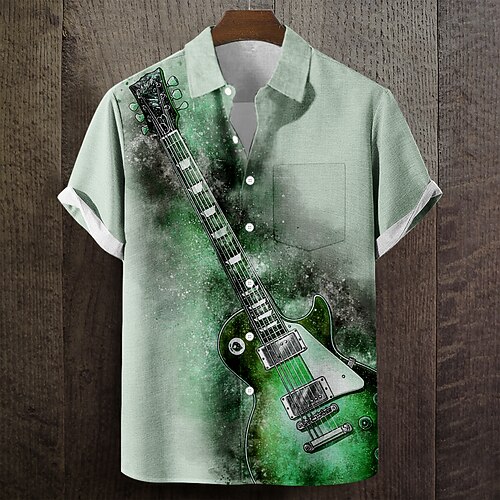 Homme Guitare Instrument de musique Chemise Chemise d